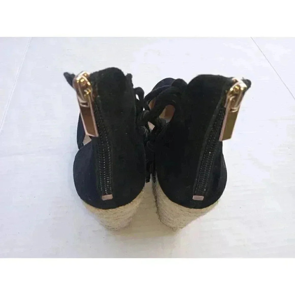 Raye Womens Dixie Espadrilles Heel Black Suede Tassel High Almond Toe Zipper 7 - Picture 7 of 11